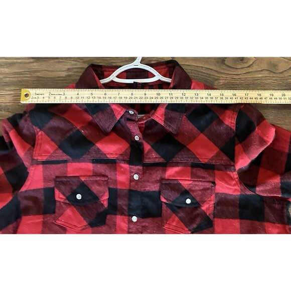 Urban Groove Women’s XL Buffalo Plaid Flannel Shirt Red Black Snap Front Pockets - Picture 7 of 9
